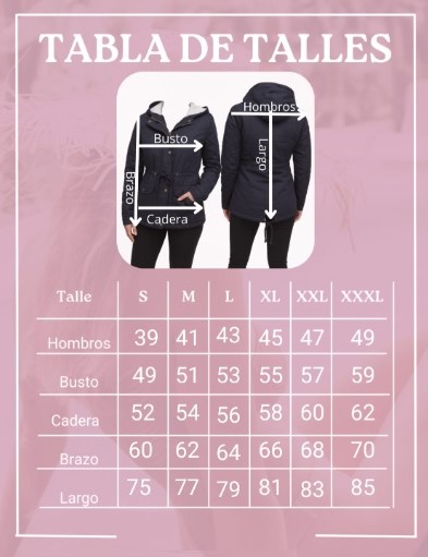 tabla talles parka
